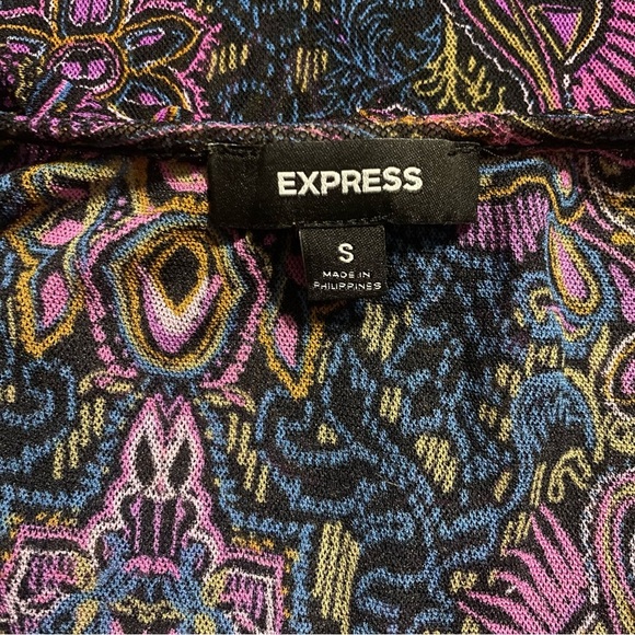 Express Purple Pink Paisley Floral Mesh Ruffle Tank Top - Picture 4 of 5